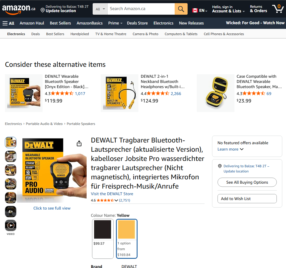 Amazon Canada product page screenshot