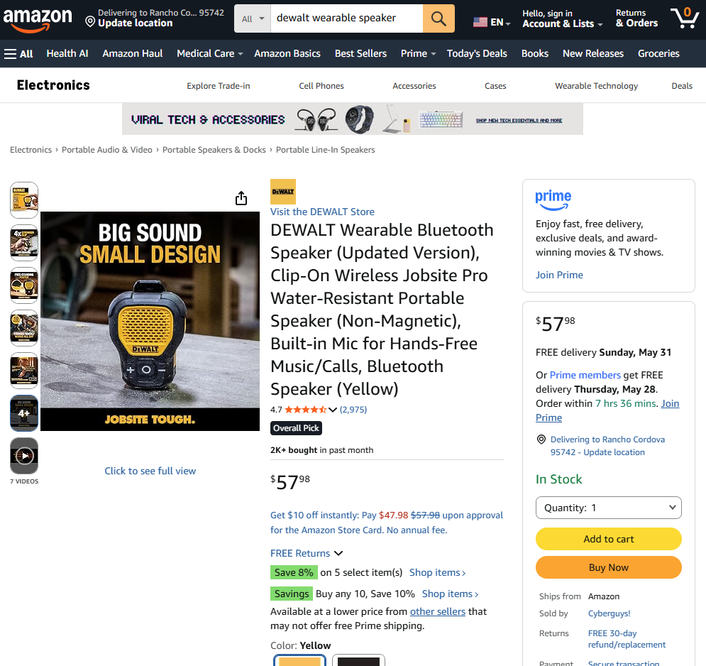 Amazon U.S. product page screenshot