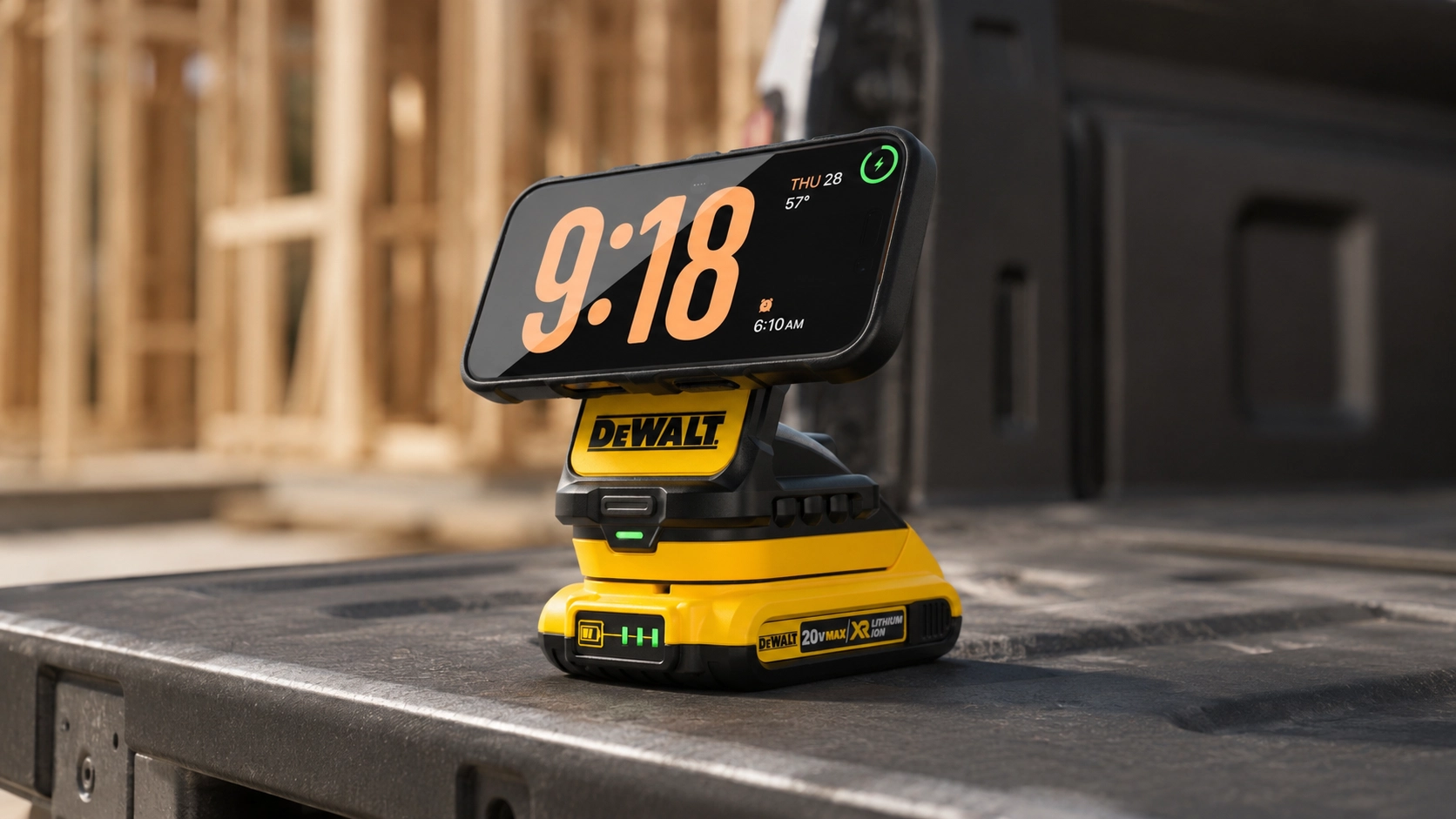 DEWALT jobsite charging and power phone stand concept