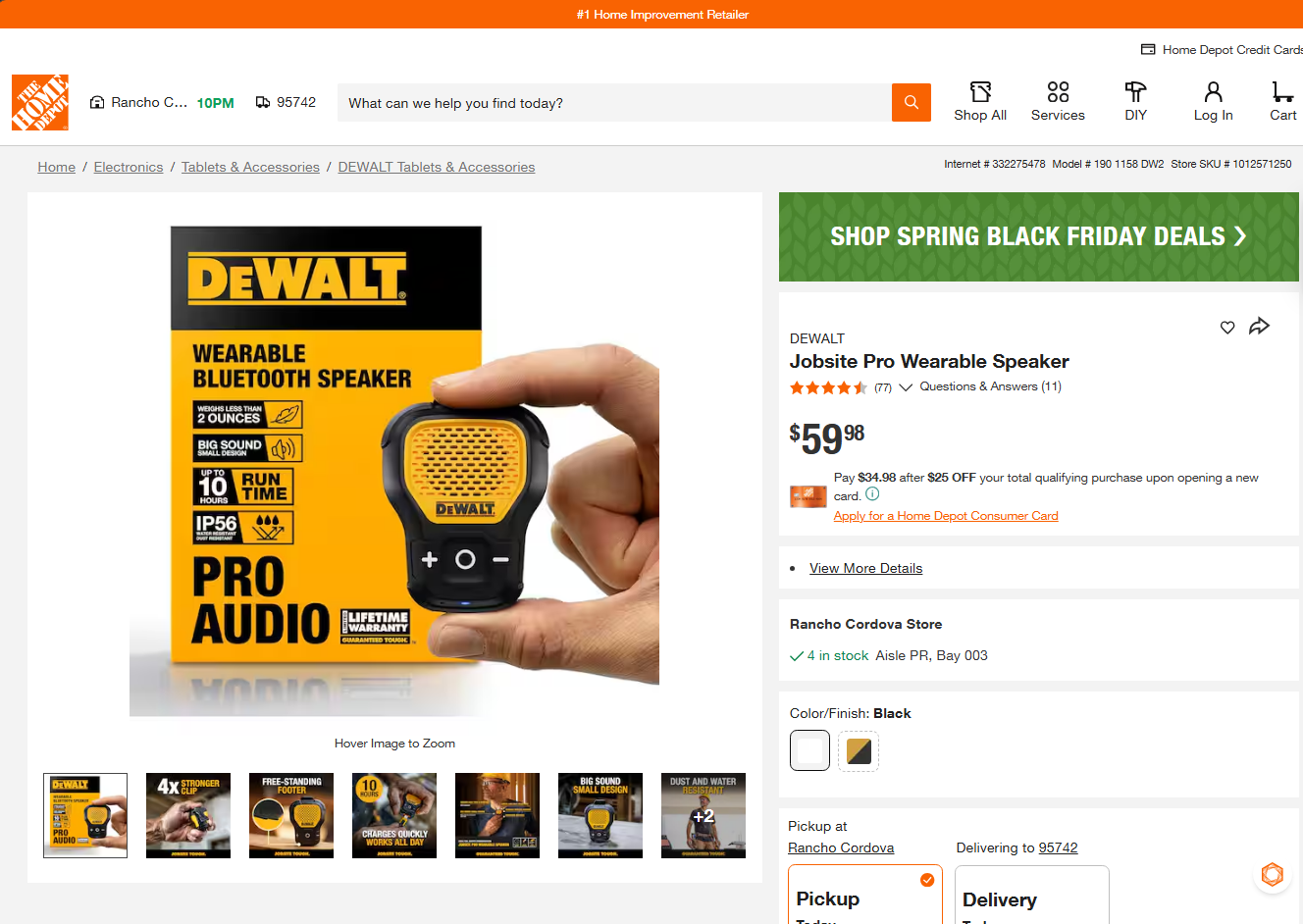 Home Depot product page screenshot