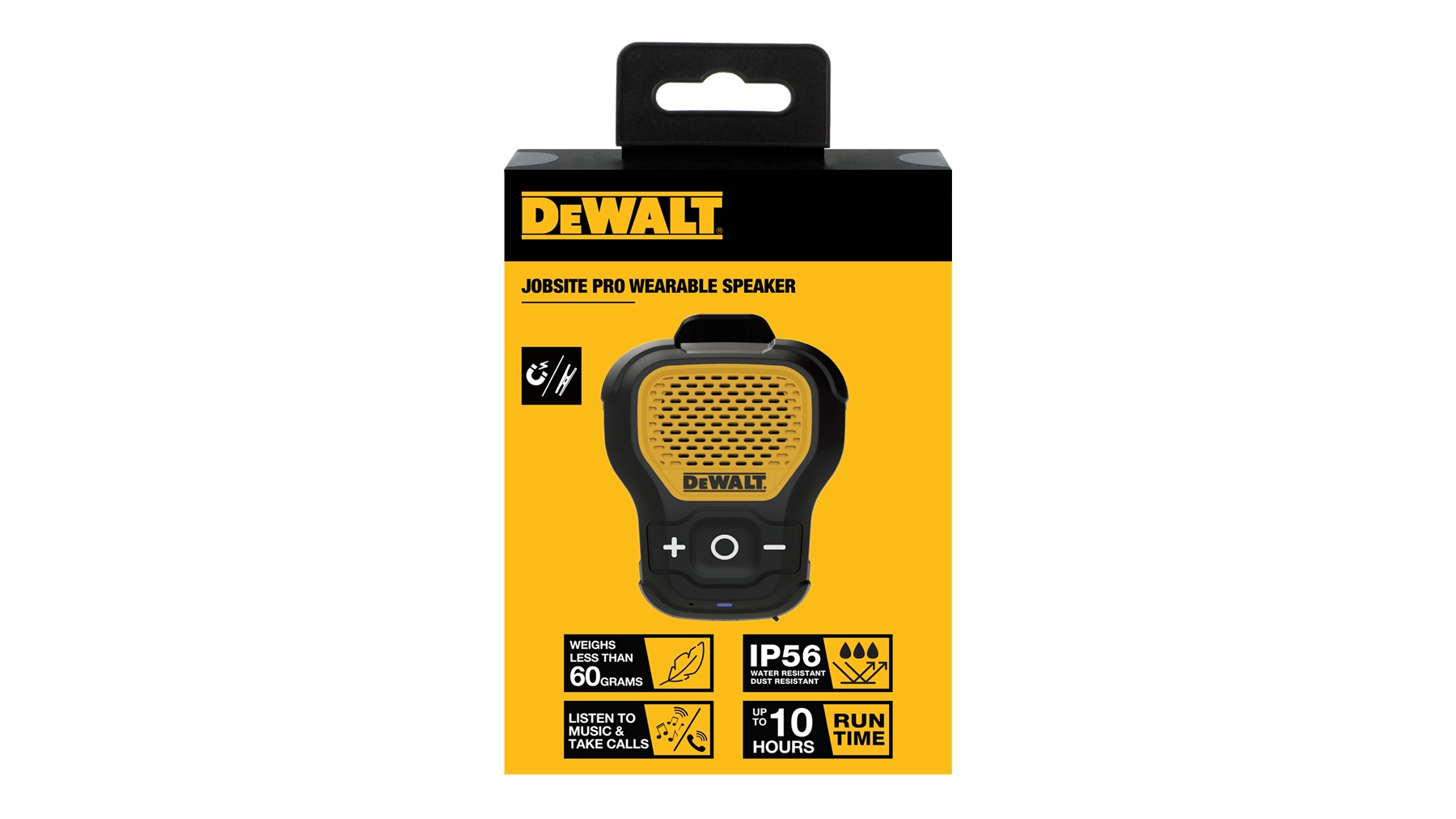 DEWALT Jobsite Pro wearable speaker box packaging