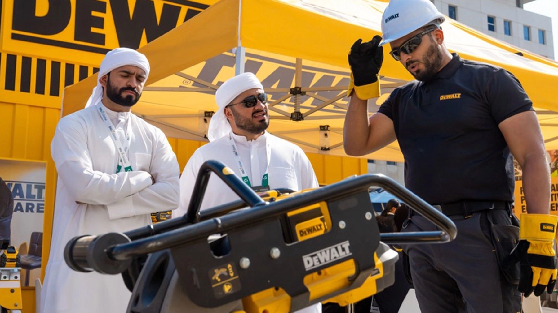 DEWALT wearable speaker discussion at Big 5 event