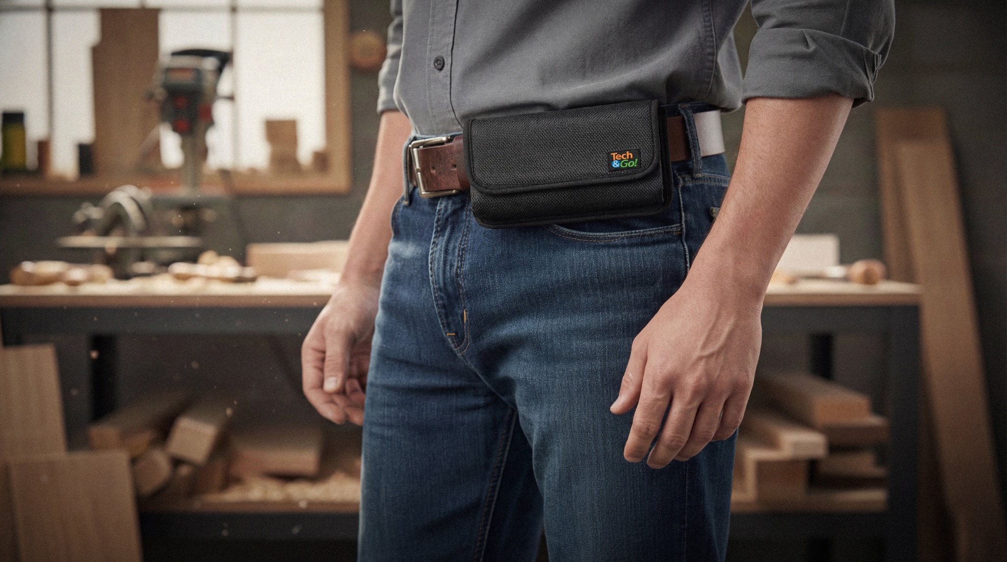 Tech & Go XXL cell phone pouch worn at the waist